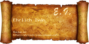 Ehrlich Iván névjegykártya
