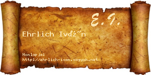 Ehrlich Iván névjegykártya